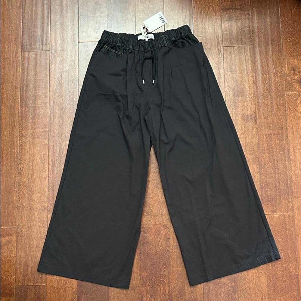 JIJI Studio Paris Black Pant with Denim Accents, Cool French Brand, Size L, NWT